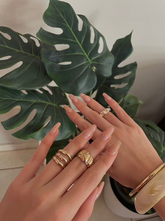 Gold Pearl 3 Set Rings