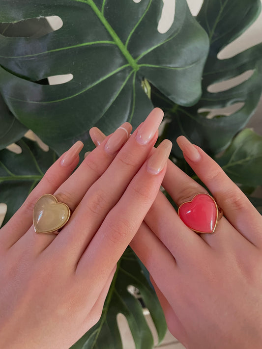2 Heart Rings Set
