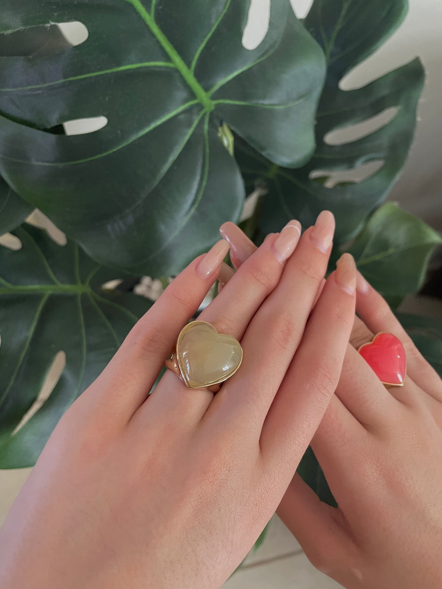2 Heart Rings Set