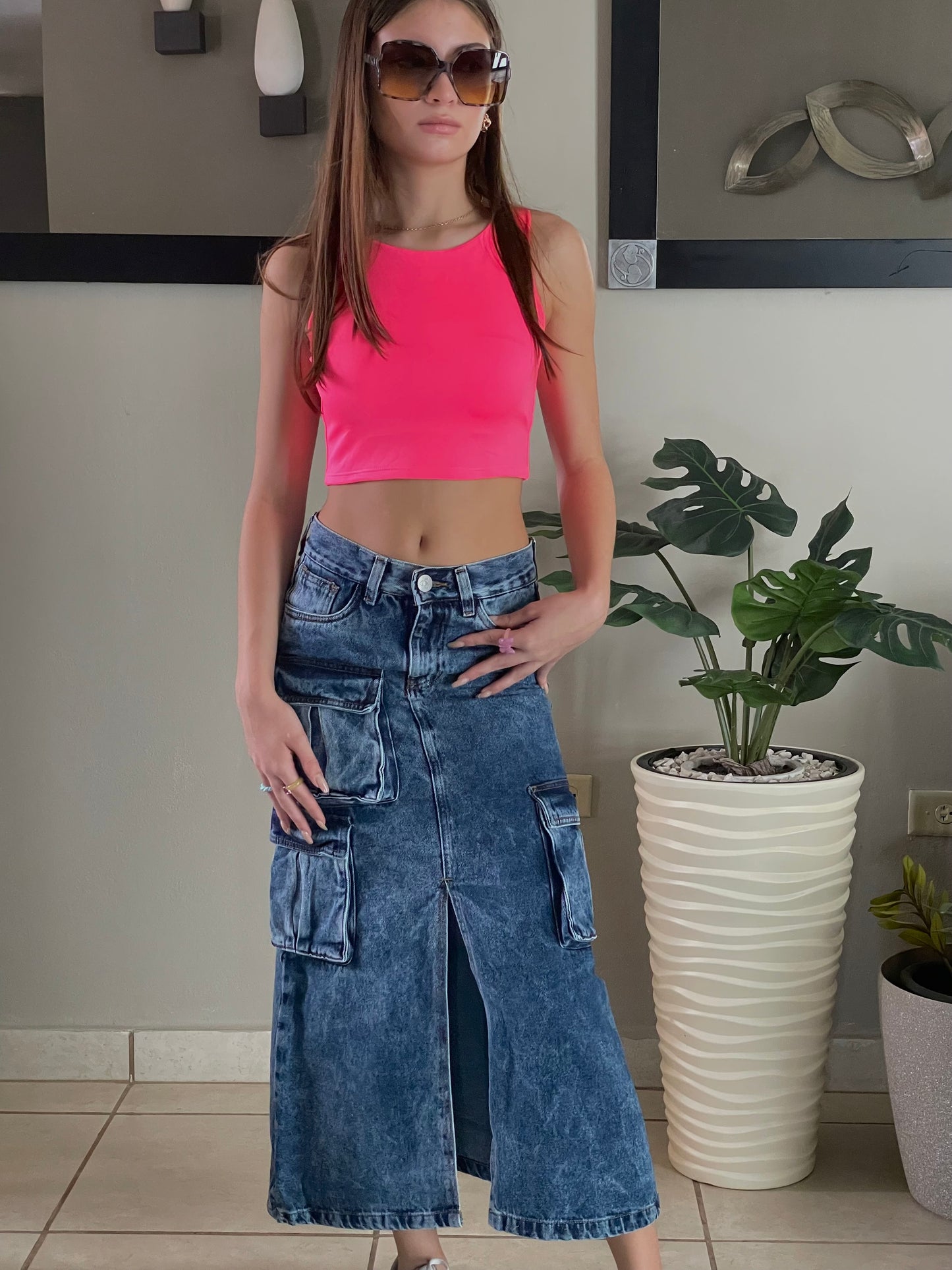 Falda Cargo Denim